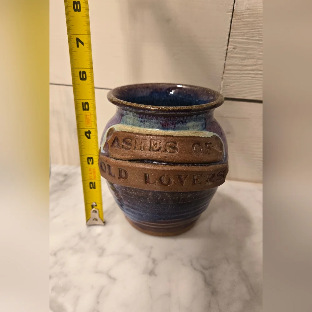 Handcrafted Studio Pottery Ceramic Vase - Blue, Brown and Purple